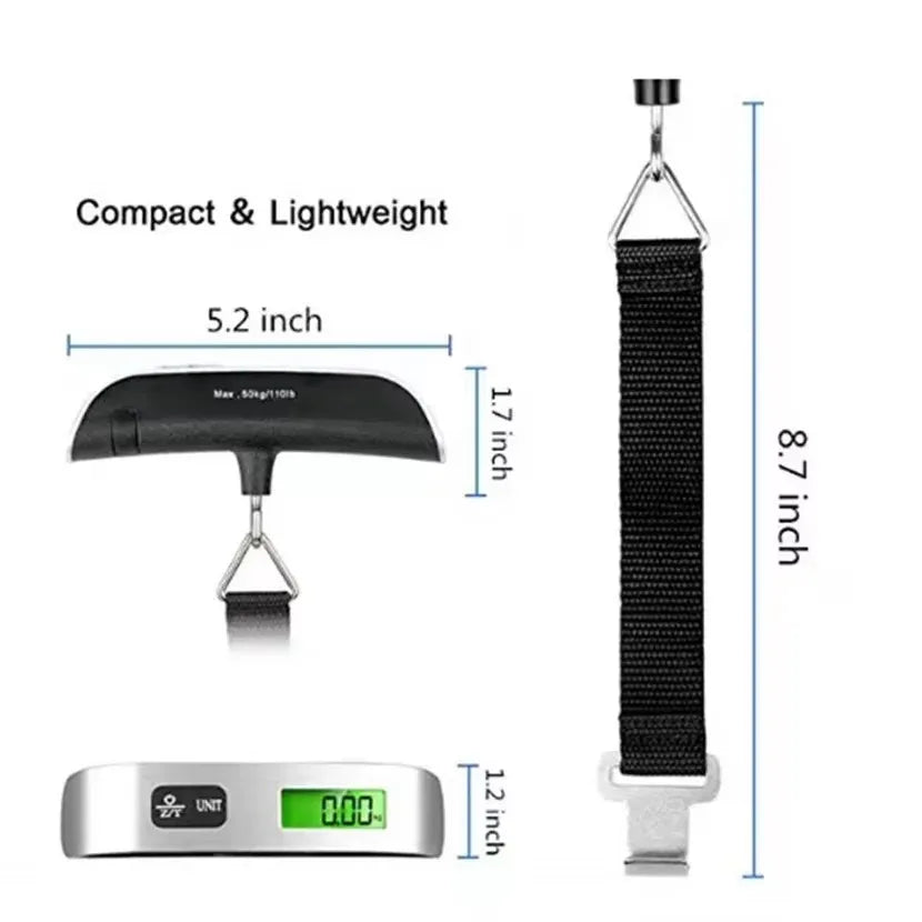 Portable Digital Luggage Scale – Weighs Up to 110 lbs | Travel Baggage Hanging Scale