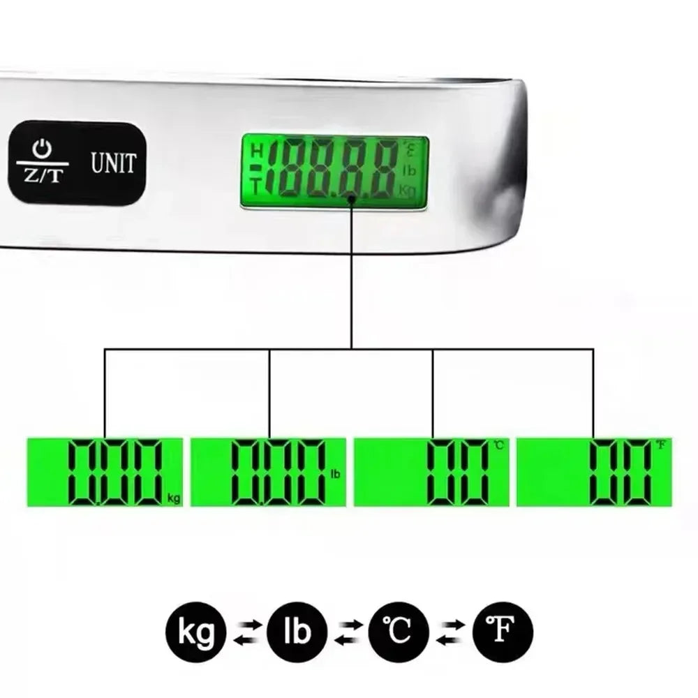 Portable Digital Luggage Scale – Weighs Up to 110 lbs | Travel Baggage Hanging Scale