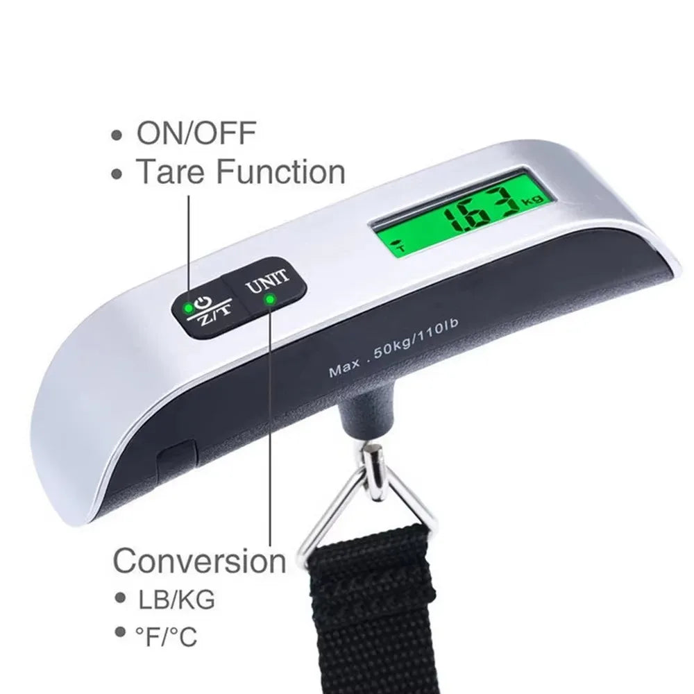 Portable Digital Luggage Scale – Weighs Up to 110 lbs | Travel Baggage Hanging Scale